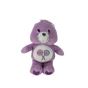 Care Bears Share Bear Plush Purple‎ Lollipop 7" Stuffed Animal Toy 2004